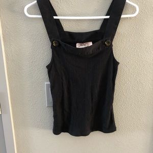 Willow root square neck Tank Top S black